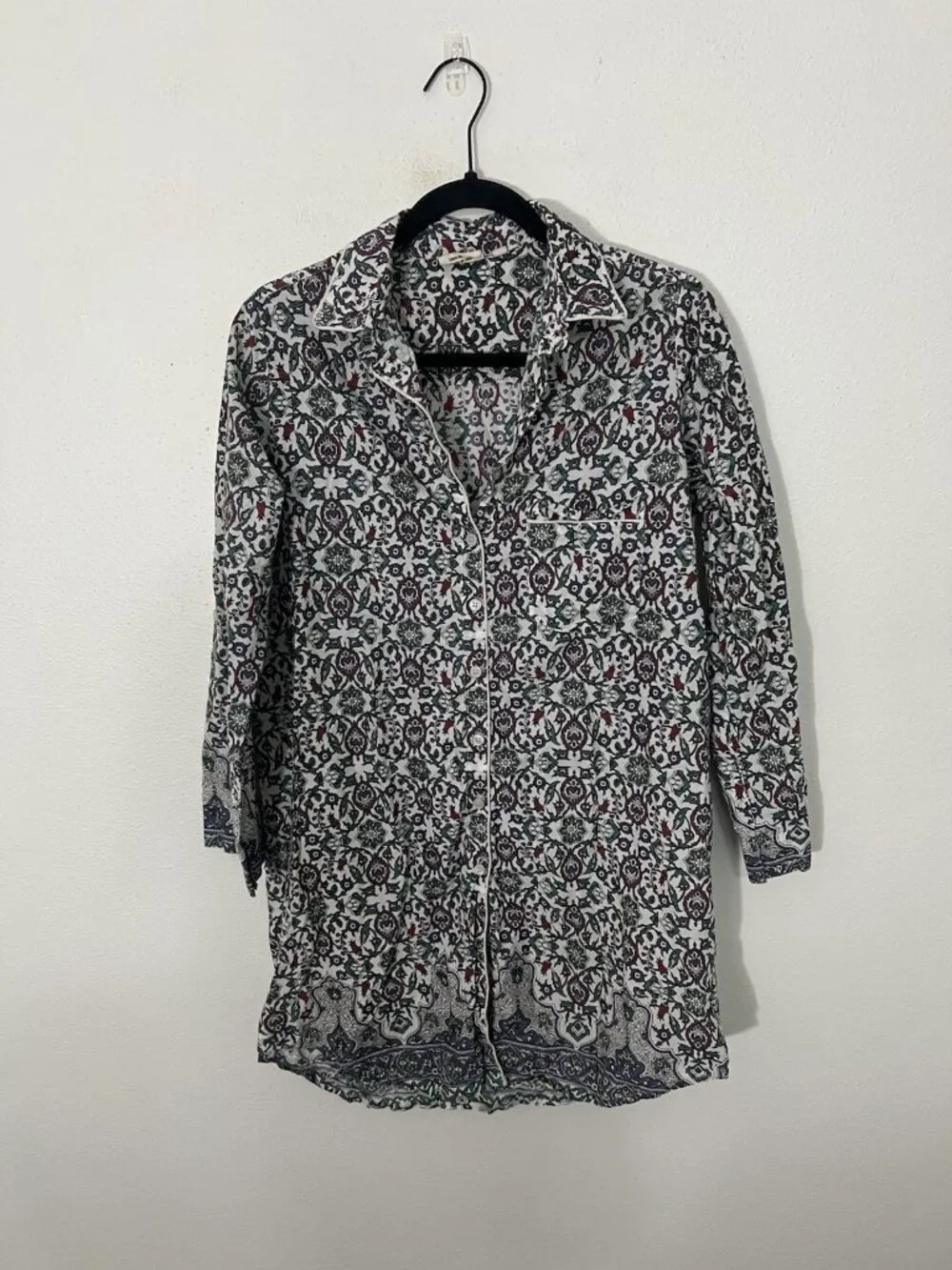 Julia Amory Cotton Husband PJ shirt Size Medium Colorful Floral